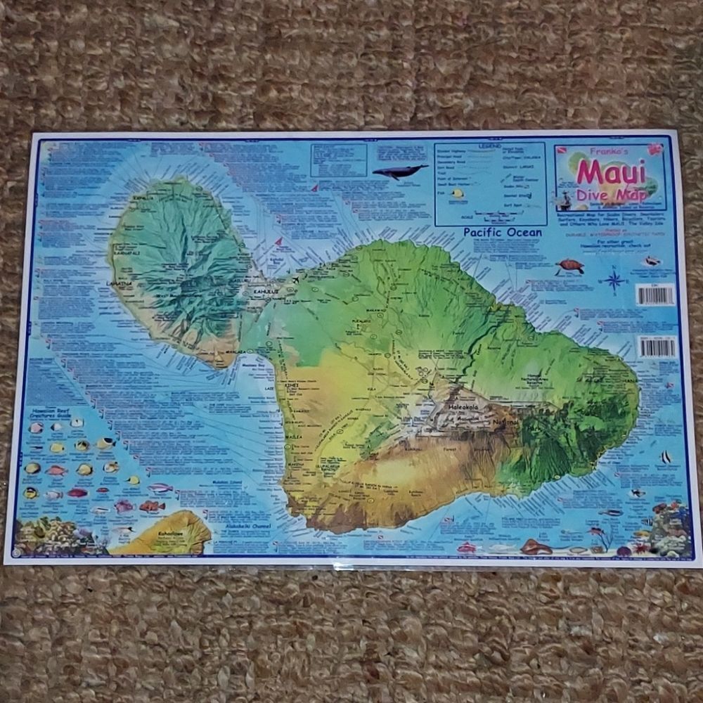 Maui Dive Surf Map Poster 21"×14"
